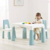 Table et 2 chaises pour enfants réglables en hauteur, polypropylène résistant, blanc et vert forêt,Blanc et Vert Forêt - Dripex