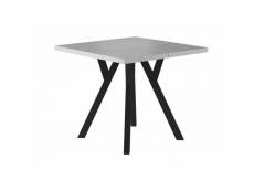 Table extensible en bois effet béton - gris - pieds en métal noir - 10 couverts - l 90 cm x l 90 cm x h 76 cm