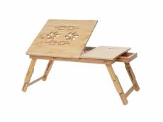 Table pour ordinateur portable/portatif hwc-b81, table pliante, trous d'évent, réglable, bambou