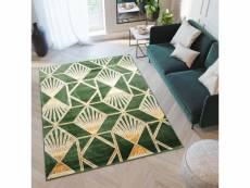 Tapiso tapis salon chambre poil court turmalin vert doré design moderne 140x200 cm MV31A GREEN 1,40*2,00 TURMALIN GPL