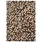 Thedecofactory - cuir - Tapis en cuirs recyclés motif mosaïque marron multi 120x170 - Marron