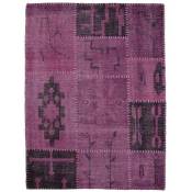 Thedecofactory - kilim - Tapis en laine artisanal patchwork ethnique violet 135x190 - Violet