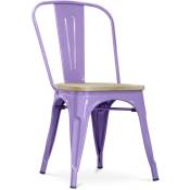 Tolix Style - Chaise de salle à manger - Design industriel - Bois et acier - Stylix Violet pastel - Bois, Acier - Violet pastel
