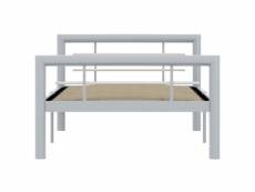 Vidaxl cadre de lit gris et blanc métal 90 x 200 cm cadre 1 personne