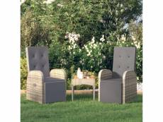 Vidaxl chaises de jardin inclinables coussins 2pcs gris résine tressée