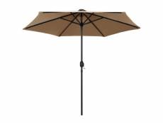 Vidaxl parasol avec led et mât en aluminium 270 cm taupe 270 cm