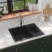Vidaxl - vier de cuisine et deux lavabos trou de trop-plein Noir Granit