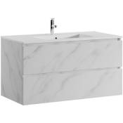 Badplaats - Meuble de salle de bain Inca 100 cm Marbre Blanc - - Blanc marbre