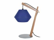 Belfort cone - lampe de chevet arqué bois naturel et bleu 64228