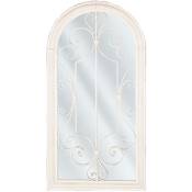 Beliani - Miroir Mural au Style Vintage en Forme de Fenêtre au Contour Métallique Blanc avec Effet Rouille et Décoration Baroque Blanc
