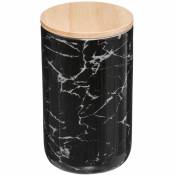 Bocal de conservation en céramique avec couvercle en bambou aspect marbre noir 0,82 L - Noir - Five