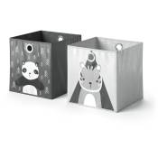 Boîte pliable 30x30cm Panda/Tigre lot de 2 Vicco