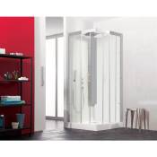 Cabine de douche complète horizon receveur de douche 90x90 hauteur 12,5 cm douche hydromassante finition Acier
