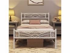 Cadre de lit simple 90 x 190cm en métal assemblage simple pour adultes blanc