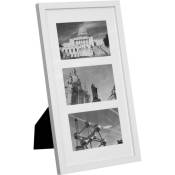 Cadre photo support 3 photos 10 x 15 cm chaque moderne mdf protection verre blanc