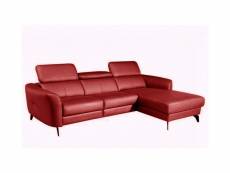 Canapé d'angle en cuir de luxe italien , 5 places berti, rouge foncé, angle droit