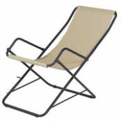 Chaise longue pliable Bahama métal & tissu beige -