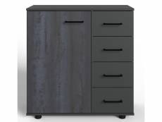 Commode meuble de rangement coloris gris foncé - longueur