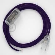 Cordon pour lampe, câble RM14 Effet Soie Violet 1,80 m. Choisissez la couleur de la fiche et de l'interrupteur Transparent