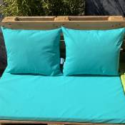 Ensemble de 2 coussins outdoor pour salon palette - Turquoise - 50 x 60 cm