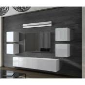 Ensemble meuble tv concept 41-41-HG-W-2-1B blanc brillant