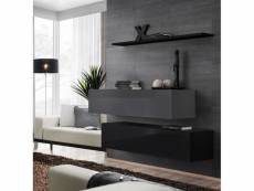 Ensemble meubles de salon switch sbii design, coloris noir et gris brillant.