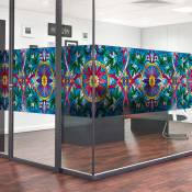 Film Fenêtre Anti Regard Occultant - vitrail lianes et fleurs - Stickers pour Vitres & Porte de Douche - 40x200cm - multicolore