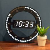 FOREHILLHorloge de Table numérique led silencieuse - Horloge Murale électronique Noire - Horloge de Bureau Ronde - pour Chambre à Coucher, Salon et