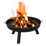 Hengda Bac à feu Corbeille de feu BBQ avec trou brasé Chauffage de jardin 80 cm Chauffage radiant - Noir