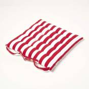 Homescapes - Galette de chaise capitonnée Rayures rouges 40 x 40 cm - Rouge