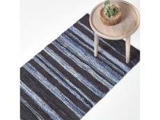 Homescapes tapis en cuir denim bleu - texas - 66 x