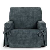 Housse de fauteuil antitache avec des rubans gris foncé