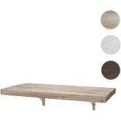 HW - Table murale C-H48, table pliante murale en bois massif - 100x50cm brun miteux