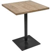Jamais utilisé] Table de bistrot HHG 062, table de bar, industrielle Gastro métal orme massif certifié mvg 70x70cm brun clair - brown