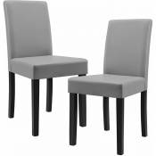 Kit de 2 chaises rembourrées avec pieds en bois massif housse en similicuir 90 cm gris et noir - Bois