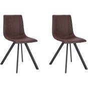 La Silla Española - Chaise de salle à manger de style industriel avec assise et dossier en tissu, modèle Cervera en couleur chocolat.