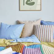 Linge de lit en coton bleu et jaune 60x63, 140x220cm