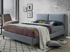 Lit double avec tête de lit et sommier inclus acoma - gris - 160 x 200 cm