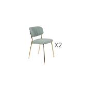 Lot de 2 chaises 49x56,5x79 cm en tissu vert clair