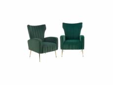 Lot de 2 fauteuils rembourrés en velours 73 x 70 x 94 cm - vert