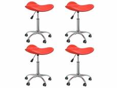 Lot de chaises pivotantes de salle à manger 4 pcs rouge similicuir - rouge - 44 x 44 x 57 cm