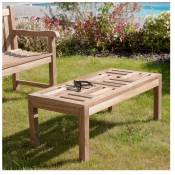 Macabane - harris - Table basse de jardin rectangulaire 100x50cm en bois Teck - Marron