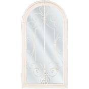 Miroir Mural au Style Vintage en Forme de Fenêtre au Contour Métallique Blanc avec Effet Rouille et Décoration Baroque Beliani Blanc