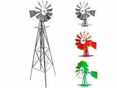 Moulin à vent "style américain" 245 cm - éolienne de jardin disponible en 3 couleurs: rouge, gris ou vert - couleur : gris