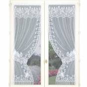 Paire de rideaux Bonne-Femme dentelle et franges - Blanc - 60 x 120 cm