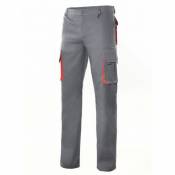 Pantalon multipoches bicolore VELILLA Gris / Rouge 48 - Gris / Rouge