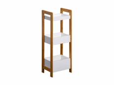 Rebecca mobili étagère en échelle meuble de salle de bain 3 étagères mdf bambu blanc