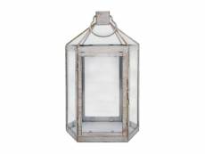 Rebecca Mobili Grande lanterne Bougeoir Shabby en métal et PVC Blanc pour l'intérieur et l'extérieur RE6719