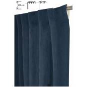Rideaudiscount - Rideau Tamisant 140 x 290 cm à Galon Fronceur Pattes Cachées Grande Hauteur Effet Coton Uni Bleu Marine - Bleu