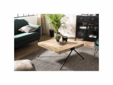Robin - table basse carrée bois manguier pieds métal
